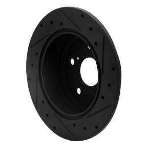 Lexus ES350 Brake Rotor (1) - Rear Left - R1 Concepts - Drilled & Slotted - Black - `07-`12